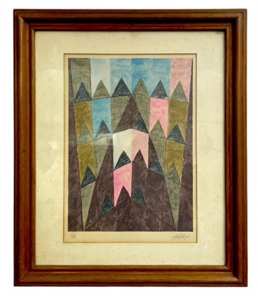 Arte . Alfredo Volpi - Gravura assinada Volpi, edição numerada 138/200, apresentando ...