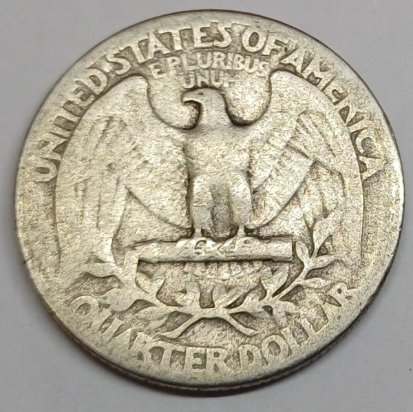 KM#164 ANTIGA MOEDA DE PRATA DOS ESTADOS UNIDOS ( U.S.A - WASHINGTON SILVER QUARTER ) 1/4 DÓLAR ANO 1943 PRATA 900 / PEÇA COM 6,1 GRAMAS E 25 mm .