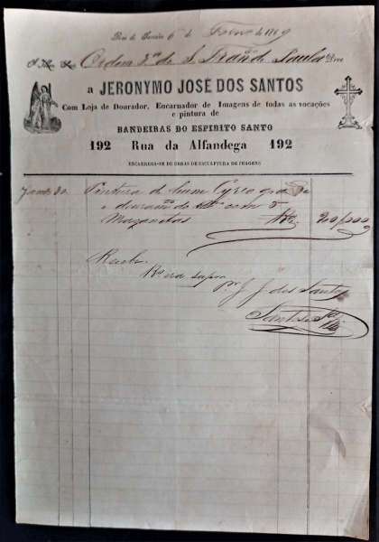 Joias . NOTA FISCAL ANO 1880 COM SELO FISCAL IMPÉRIO DO BRAZIL foto 1