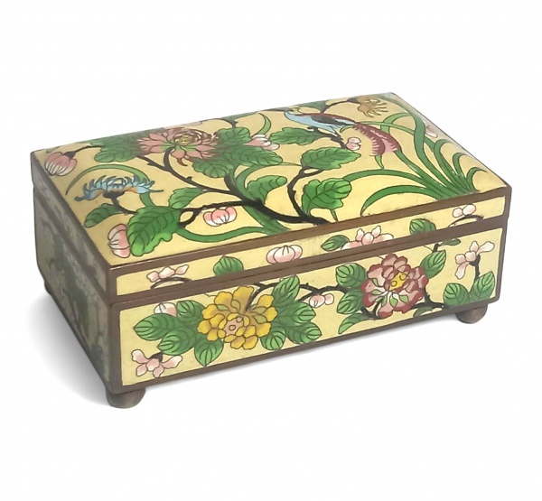 Joias . RR Antiguidades Linda Caixa de joias em esmalte cloisonne asiática chinesa com ...