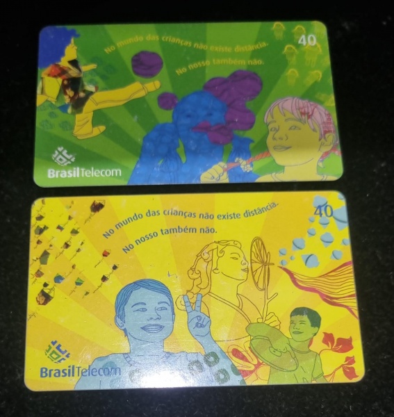 Joias . 2 cartões telefônicos colecionáveis da Brasil Telecom, com ilustrações ...