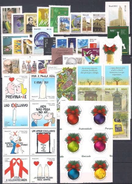 BRASIL - ANO 2011 - 54 SELOS COMEMORATIVOS - COMPLETO - MINT - FACIAL R$ 115,05 !!