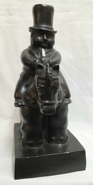 Joias . Botero - Cavaleiro escultura em bronze patinado de preto, sobre base quadrada. ...