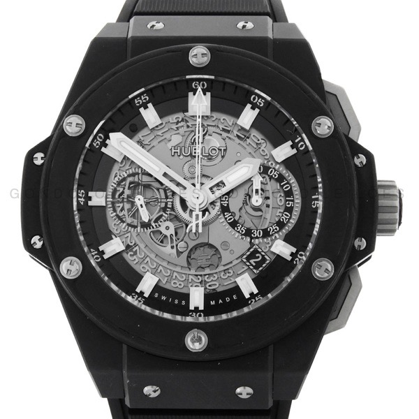 Relógio Hublot King Power Unico Black Magic - Ref. 701.CI.0170.RX - Caixa em Cerâmica - Pulseira em Borracha - Tamanho da caixa: 48 mm - Funções: Horas - Minutos - Segundos - Calendário - Cronógrafo - - Movimento: Automático - Visor: Cristal de Safira - Acompanha: - Certificado - Certificado The Watch Register