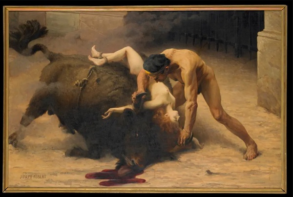 Quadro, óleo sobre tela, título Lygie délivrée par Ursus, autor Joseph-Jean-Félix Aubert (1849-1924)