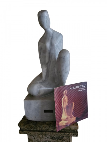 Joias . Mario Agostinelli - Escultura em mármore carrara representando figura humana ...