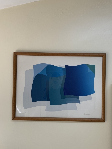 Joias . Ênio Lipmann - Serigrafia com composição abstrata em tons de azul, assinado no ...