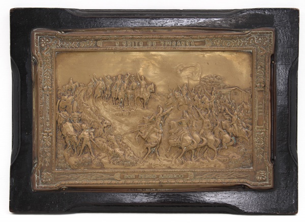 Joias . "O Grito do Ypiranga" de Pedro Américo. Placa em metal dourado com ...