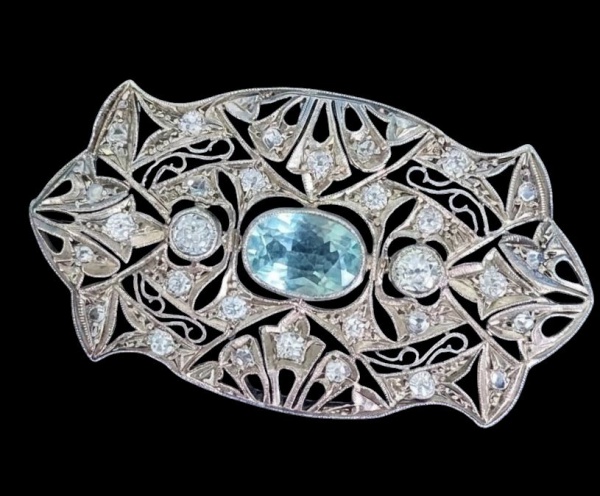 Joias . Antigo broche/pingente Art Déco em ouro 18k no feitio d foto 5