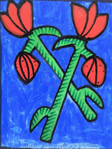 ANTÔNIO ROSENO DE LIMA - Flores - Técnica mista sobre papel - ass.cen.inf -  27x21 cm.