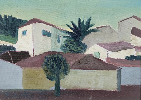 FANG (Chen-Kong Fang) - Paisagem com plantas -  óleo sobre tela colado em placa - ass.inf.esq - 16