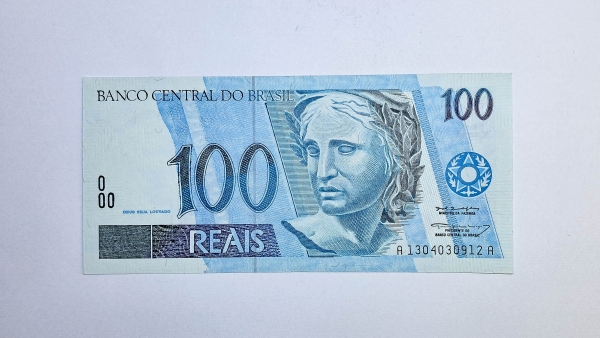 Joias . Cédula do Brasil - 100 Reais - 1995 - série 1304 - C328 - Soberba/FE