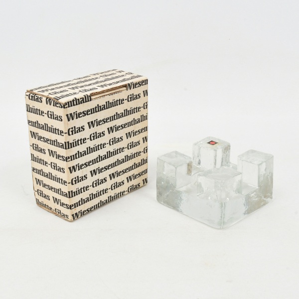 Antiguidades . GLAS WIESENTHALHÜTTE  - GERMANY -  Raro  rechaud em robusto bloco de vidro  com ...