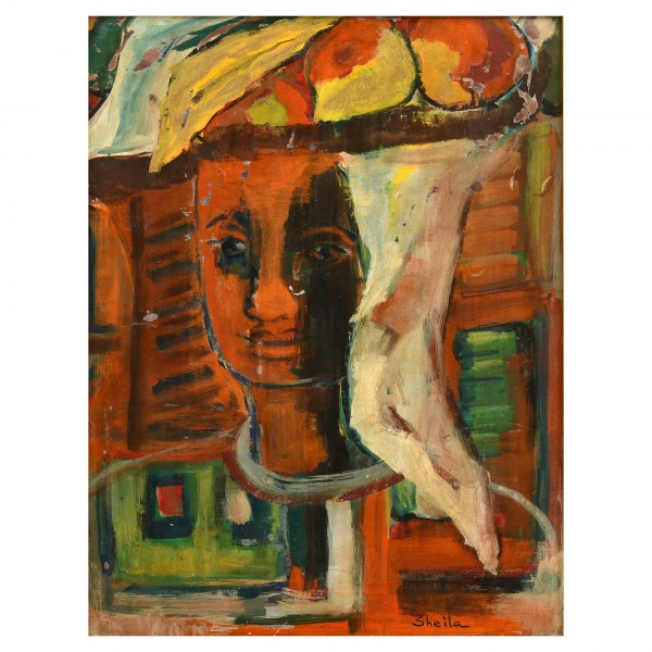 Antiguidades . SHEILA - (ELISA BENICAMPI) - "Baiana". Óleo sobre cartão. Assinado no ...