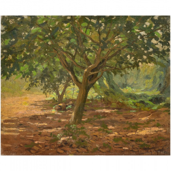 Arte . ASSINATURA NÃO IDENTIFICADA - "Arvoredos". Óleo sobre tela. Assinado no ...