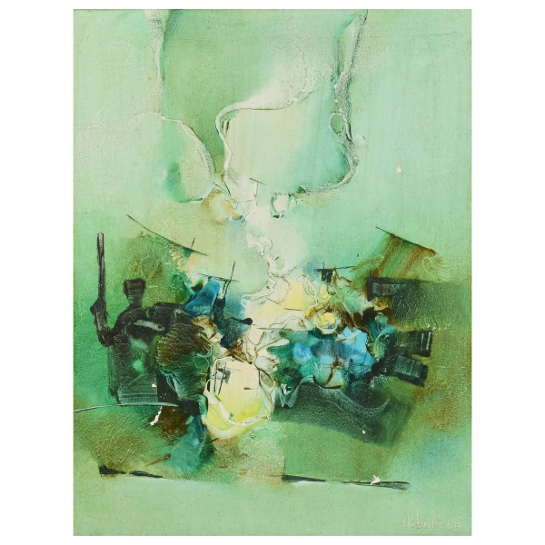 Antiguidades . PEDRO BIRKENSTEIN (São Paulo, SP 1924 - 2024) - "Abstrato". Acrílica ...