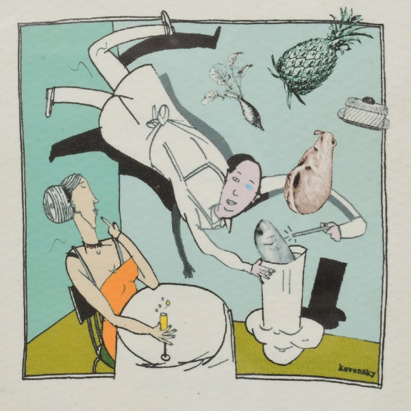 Antiguidades . KOVENSKY - "Chefe mágico". Serigrafia em cores sobre papel. Assinado no ...