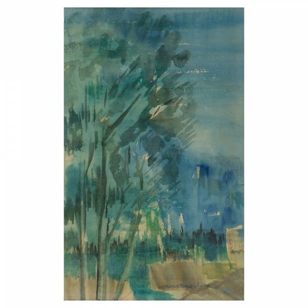 Antiguidades . MARIA TERESA VIEIRA - "Paisagem". Óleo sobre cartão. Assinado e datado ...