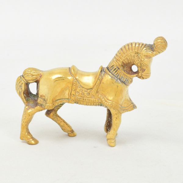 Antiguidades . Escultura representando "CAVALO" em bronze cinzelado e polido. Med. 14 ...
