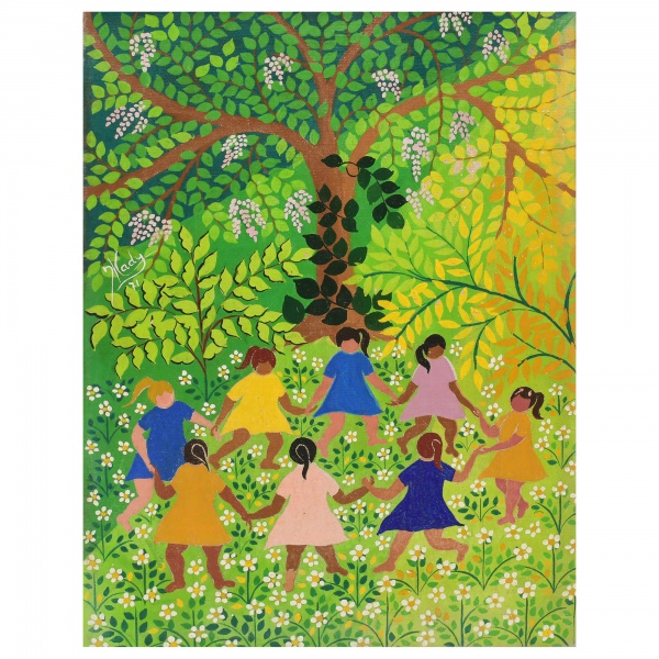 Antiguidades . MADY BENZECRY (1933 - 2003 ) -  ARTE NAIF - " Brincadeira de roda " -  ...