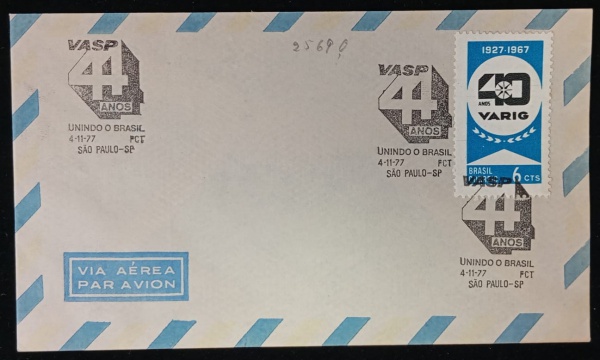 Joias . Brasil 1930 - Envelope aéreo voado de Porto Alegre a Pe foto 1