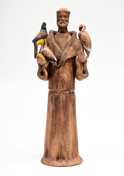 Joias . Escultura de arte sacra séc XVIII em madeira com olhos foto 2