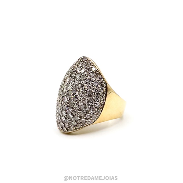 Joias . ANEL EM OURO AMARELO 18K COM 120 DIAMANTES DE 0.04CT CADA LAPIDAÇÃO BRILHANTE ...