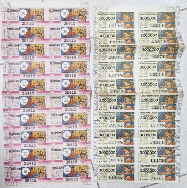 Loteria Federal - 2 Bilhetes completos de temas "São João e Ano Novo". ...
