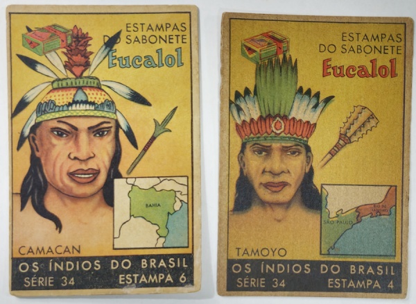 Eucalol/"Índios do Brasil" - 2 Estampas distintas (Série 34 Estampa 4 e ...