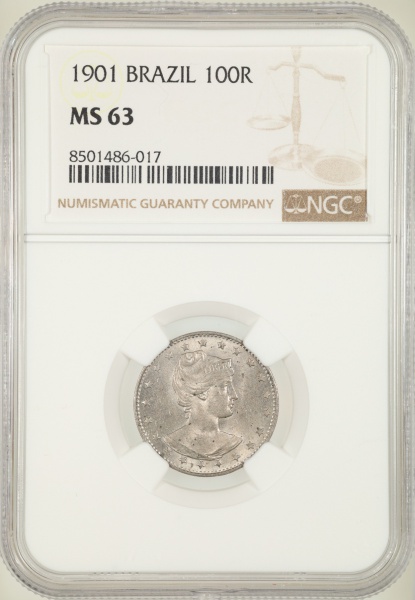 Joias . Moeda do Brasil: 200 Réis 1894 - Graduado pela NGC MS 6 foto 2