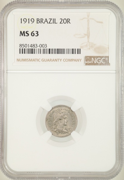 Joias . Moeda do Brasil: 200 Réis 1894 - Graduado pela NGC MS 6 foto 4