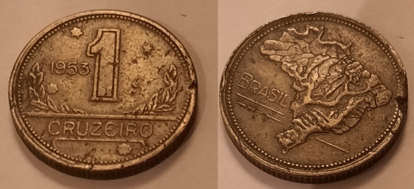 Joias . 127 - Moeda 2 cruzeiros - Brasil - 1945 - cunho quebrad foto 1