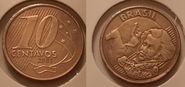 Joias . 104 -  Moeda de 10 centavos - Brasil - 1997 - batida du foto 2