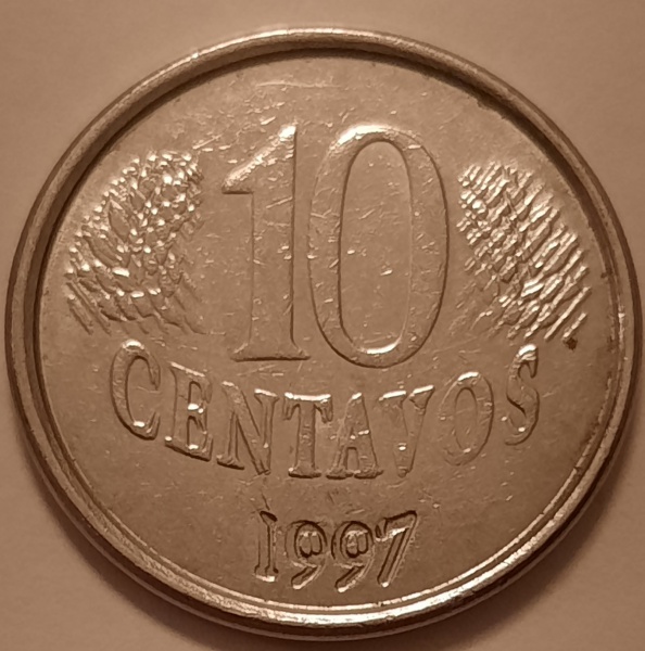 Joias . 104 -  Moeda de 10 centavos - Brasil - 1997 - batida du foto 4