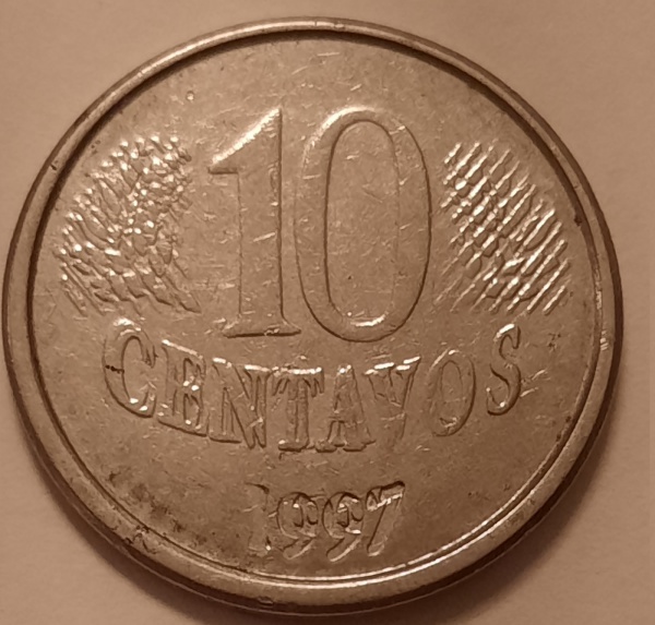 Joias . 104 -  Moeda de 10 centavos - Brasil - 1997 - batida du foto 5
