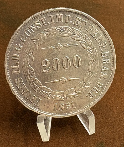 MOEDA DO BRASIL 2000 RÉIS 1851 PRATA 0.917 25,5g.