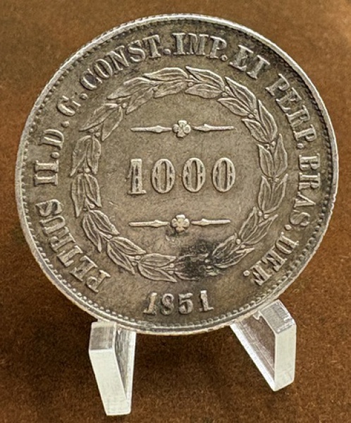 Joias . MOEDA DO BRASIL 2000 RÉIS 1851 PRATA 0.917 25,5g. foto 5