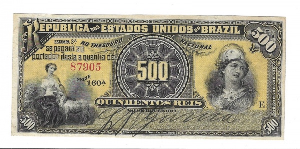 Joias . RR542 - Cédula Brasil - 500 Cruzeiros - RARA - 1958 - C foto 2