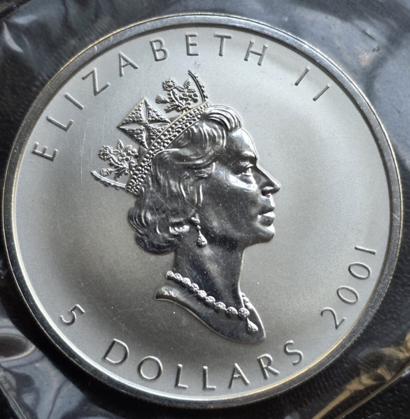 Joias . Moeda do Canadá - 1 Dolar 2001 - 1 Oz Elizabeth II - Km187 - Snake - Proof - ...