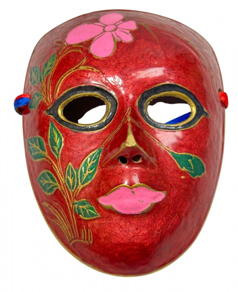 Arte . Máscara Veneziana em Bronze com Pintura em Técnica Cloisonné. Peça comprada em ...