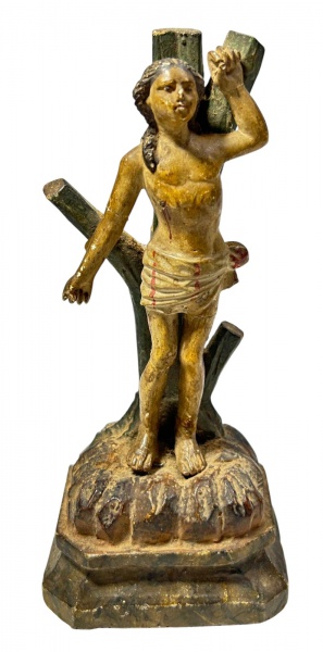 Joias . Belíssima escultura de arte sacra representando São Sebastião, feita em ...
