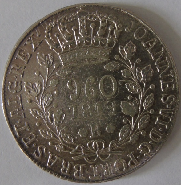Joias . Moeda de prata ,Brasil 640 Reis 1821 -R foto 1