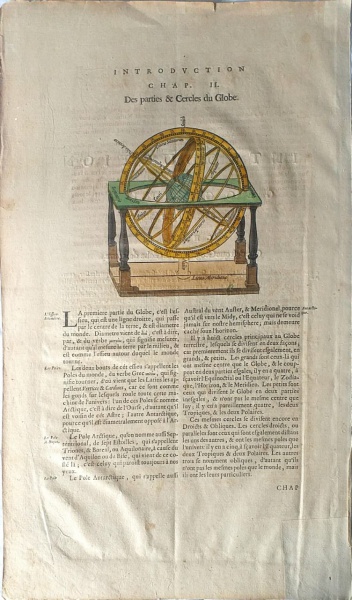 Joias . "Des parties & Cercles du Globe" Xilogravura original em cores antigas ...