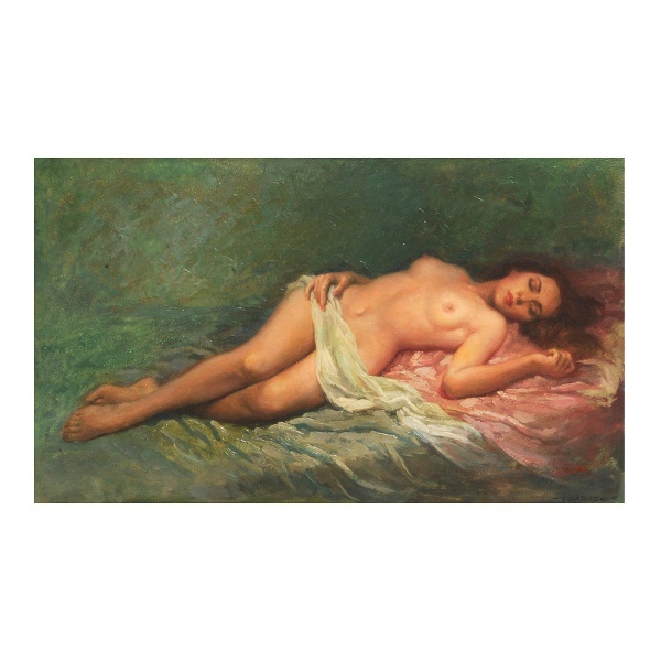 VICENTE CARUSO (1912 - 1986) - Óleo sobre tela, Nu feminino, assinado no c.i.d.