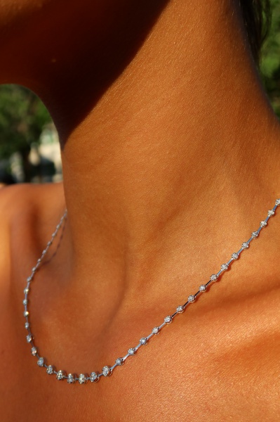 Joias . COLAR RIVIERA, FACA, ETERNNO, EM OURO BRANCO, 18K, DIAMANTE, TAMANHO: 45CM, ...