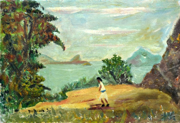 Arte . Belmiro de Almeida, Paisagem - óleo sobre cartão - med. foto 7