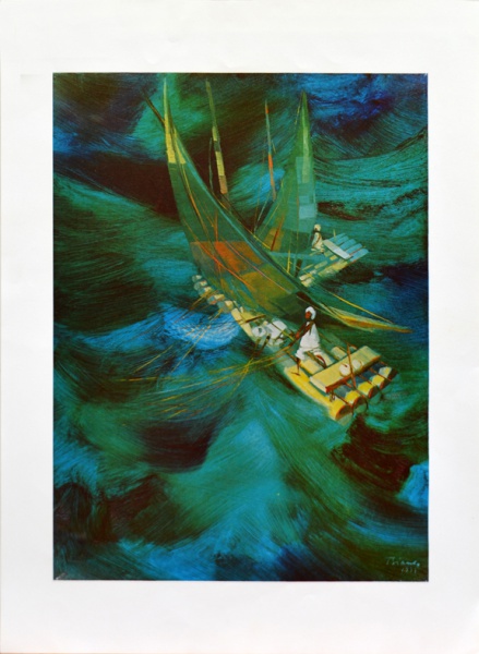 Arte . Héctor Carybé, Pescadores - óleo sobre tela - datado 19 foto 2