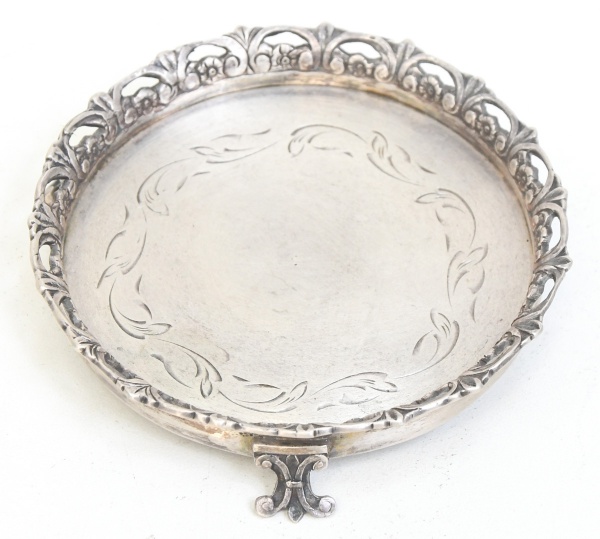 Joias . Salva Circular com Galeria em Prata 800.Elegante salva foto 3