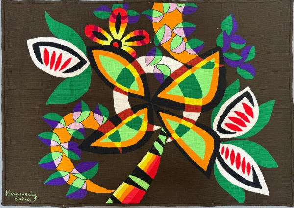 KENNEDY BAHIA, "Flores", tapeçaria, medindo 94 X 133 cm, assinada canto inferior esquerdo e 