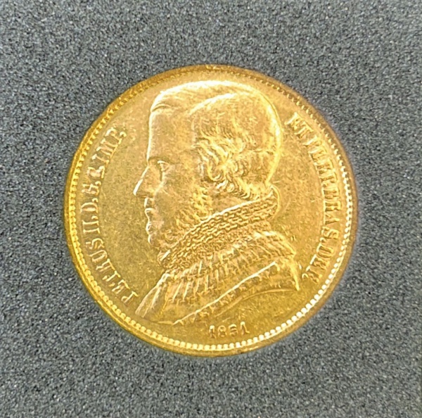 Joias . 2000 Réis Império 1851 Papo de Tucano Ouro 17,9g